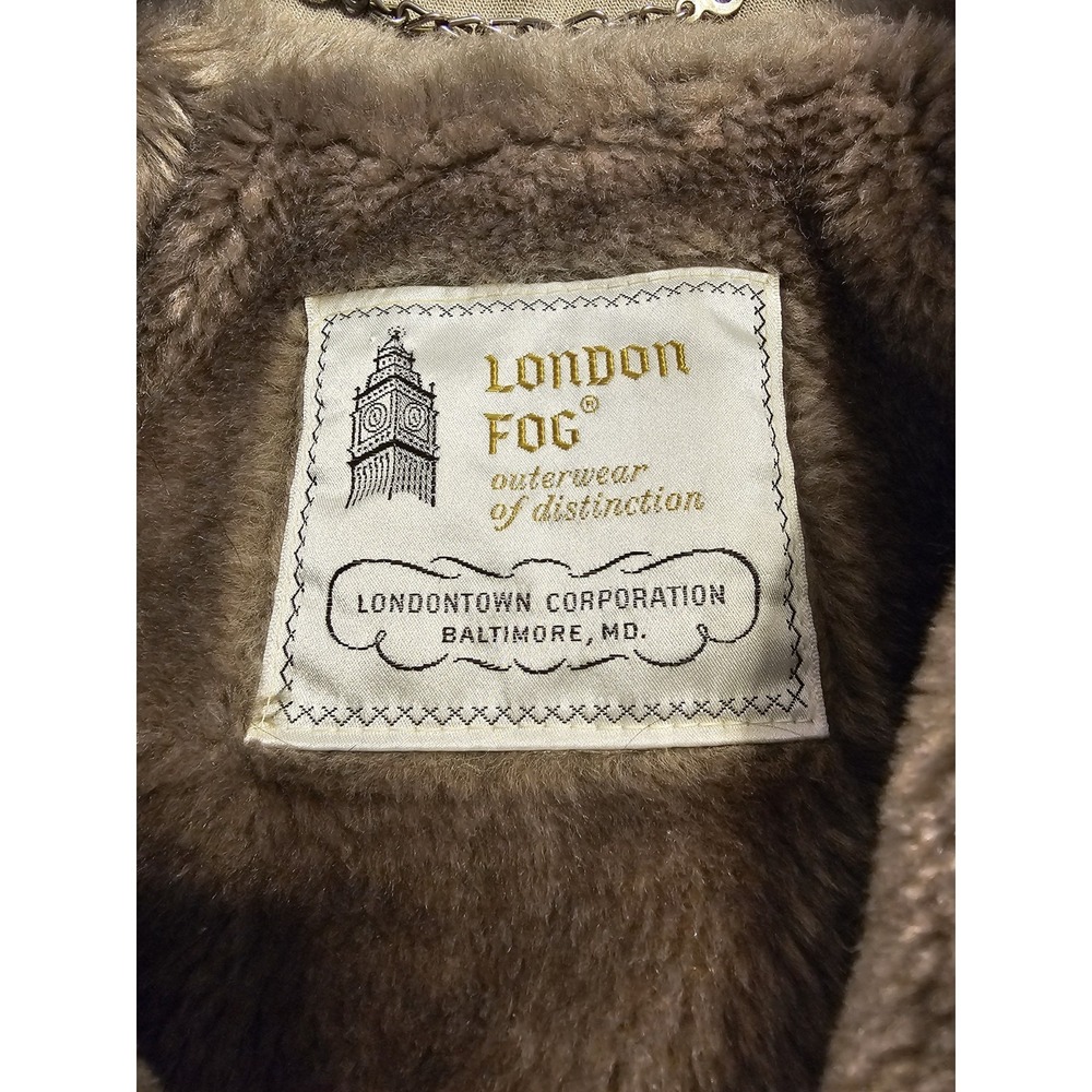 70s Vintage London Fog Trench Coat Faux Fur Lining And Collar Mens Size 38 - Picture 2 of 9